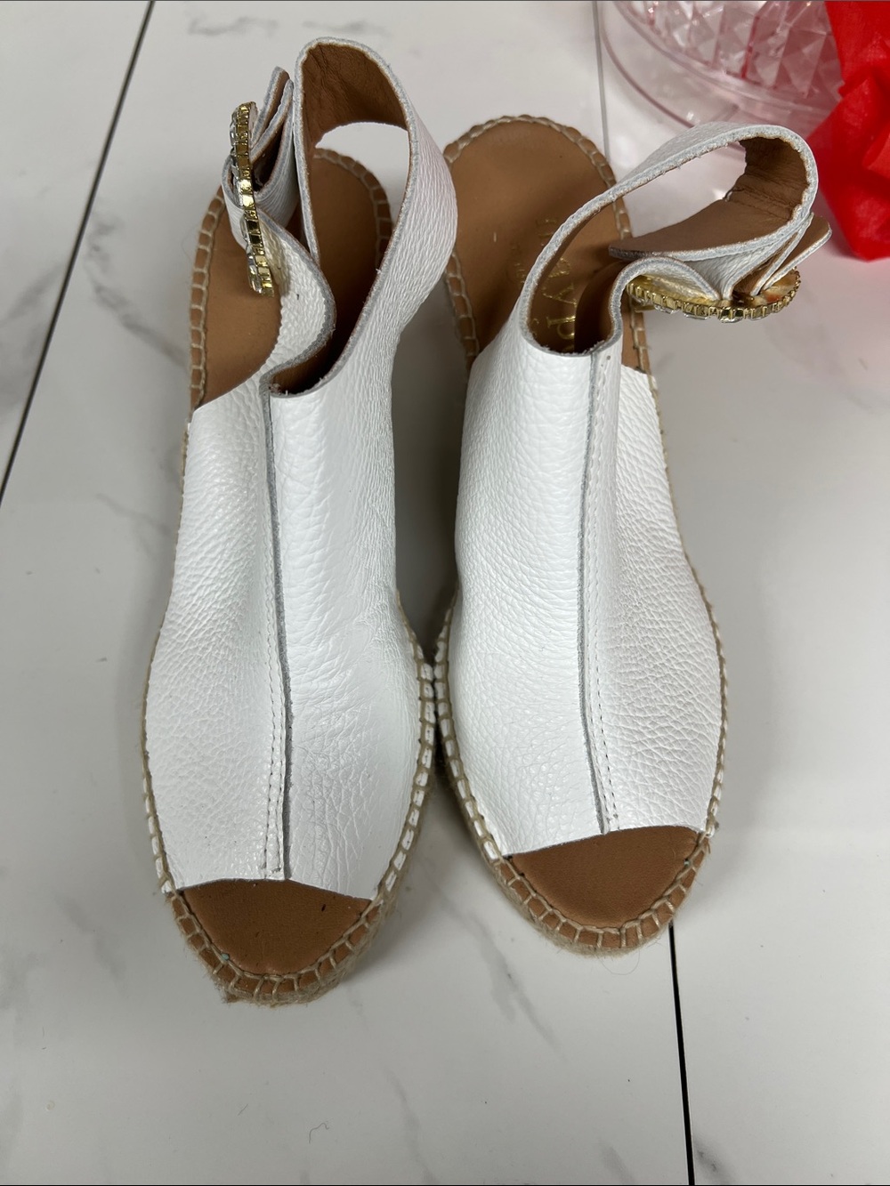 White wedge sandals nwot sold as is